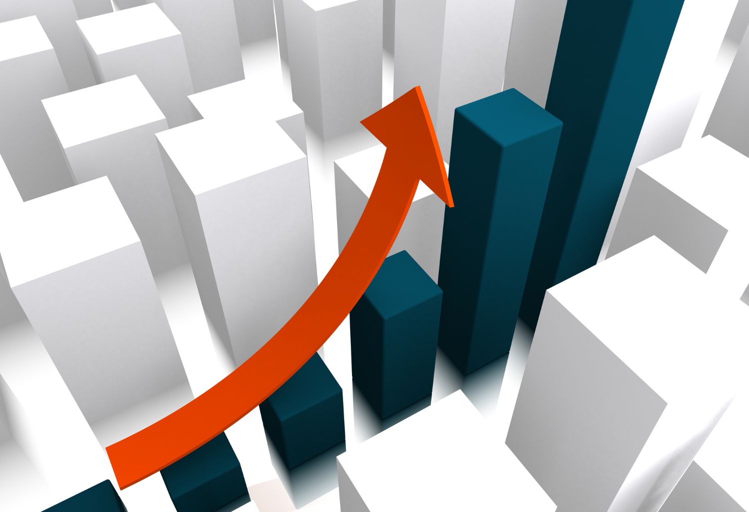 A 3d Diagram of a stock chart indicating an incline representing Success in Debt Recovery.